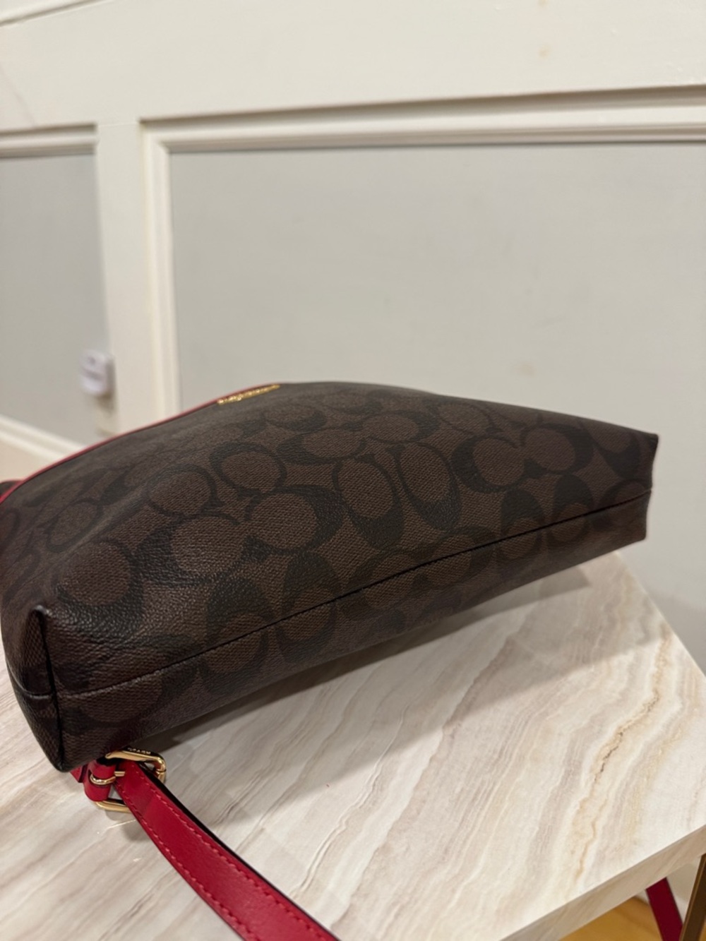 Coach File Messenger Brown Red Signature Crossbody - Picture 9 of 17